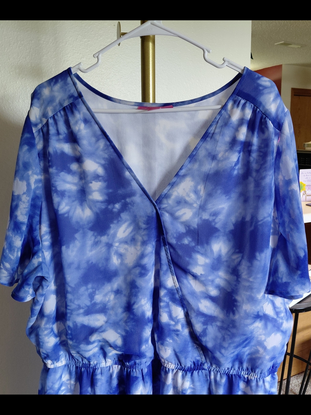 Woman Within Blue Tie-Dye V-Neck Midi with Elastic Waist - Picture 2 of 4